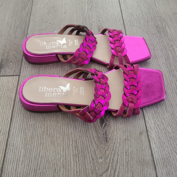 Libera Mente Fucsia Leather Woven Sandals - Picture 3 of 9